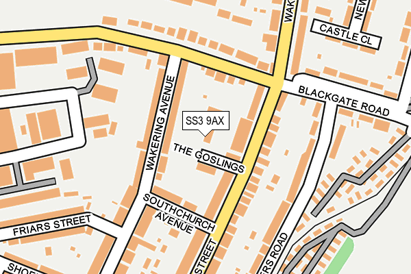 SS3 9AX map - OS OpenMap – Local (Ordnance Survey)