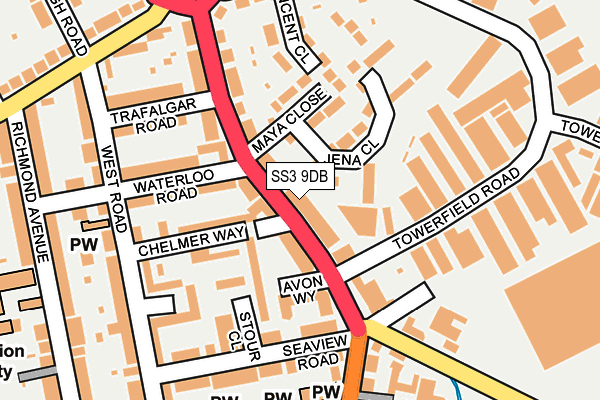 SS3 9DB map - OS OpenMap – Local (Ordnance Survey)