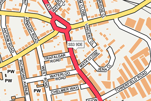 SS3 9DE map - OS OpenMap – Local (Ordnance Survey)