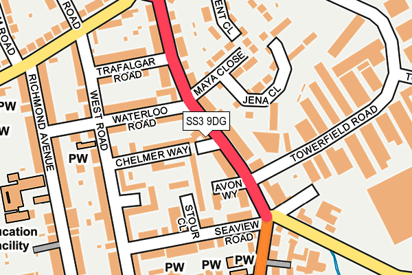 SS3 9DG map - OS OpenMap – Local (Ordnance Survey)