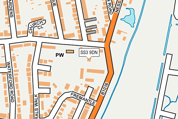 SS3 9DN map - OS OpenMap – Local (Ordnance Survey)