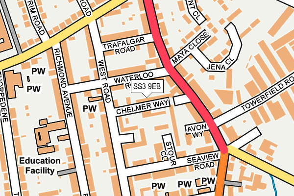 SS3 9EB map - OS OpenMap – Local (Ordnance Survey)