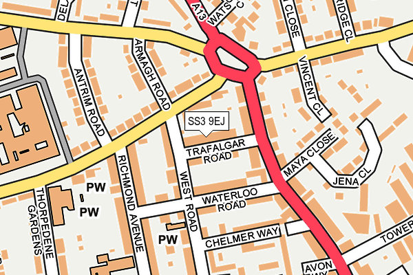 SS3 9EJ map - OS OpenMap – Local (Ordnance Survey)