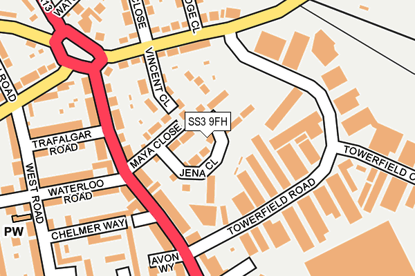 SS3 9FH map - OS OpenMap – Local (Ordnance Survey)
