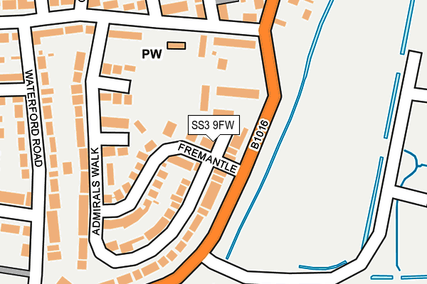SS3 9FW map - OS OpenMap – Local (Ordnance Survey)