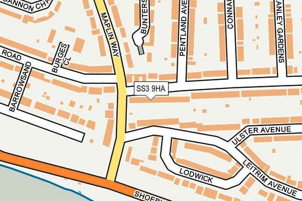 SS3 9HA map - OS OpenMap – Local (Ordnance Survey)