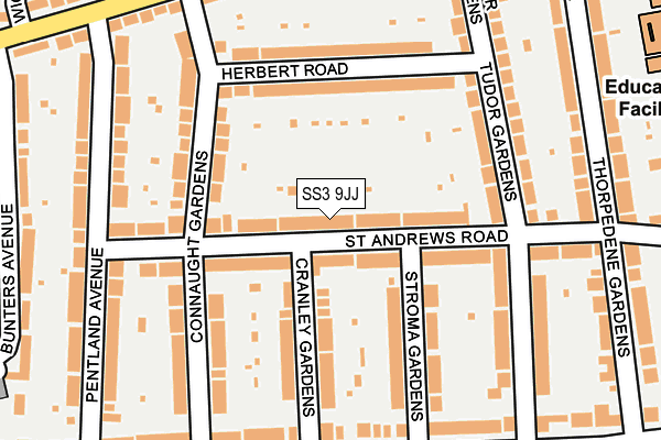 SS3 9JJ map - OS OpenMap – Local (Ordnance Survey)