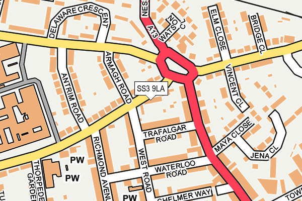 SS3 9LA map - OS OpenMap – Local (Ordnance Survey)