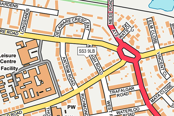 SS3 9LB map - OS OpenMap – Local (Ordnance Survey)