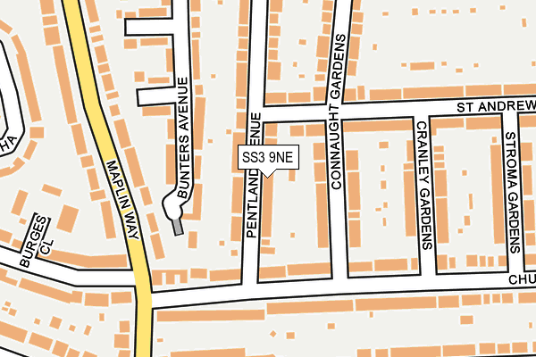 SS3 9NE map - OS OpenMap – Local (Ordnance Survey)