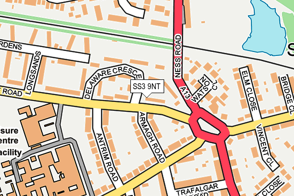 SS3 9NT map - OS OpenMap – Local (Ordnance Survey)
