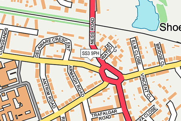 SS3 9PH map - OS OpenMap – Local (Ordnance Survey)