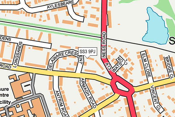 SS3 9PJ map - OS OpenMap – Local (Ordnance Survey)