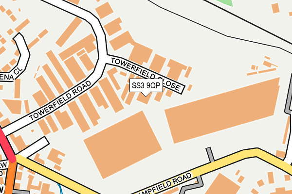 SS3 9QP map - OS OpenMap – Local (Ordnance Survey)