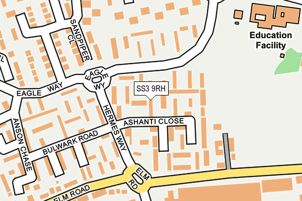 SS3 9RH map - OS OpenMap – Local (Ordnance Survey)