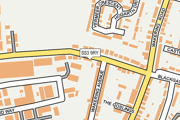 SS3 9RY map - OS OpenMap – Local (Ordnance Survey)