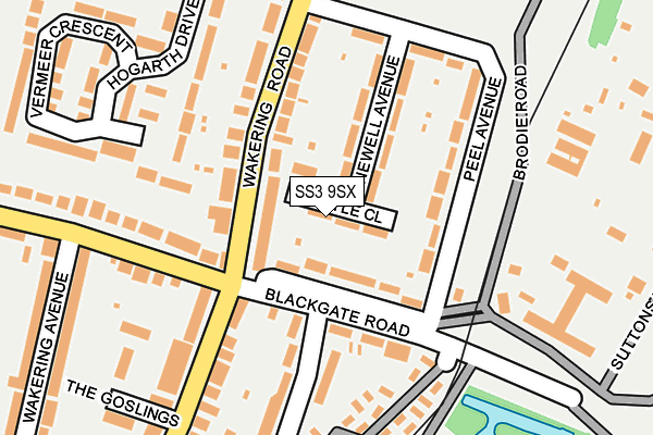 SS3 9SX map - OS OpenMap – Local (Ordnance Survey)