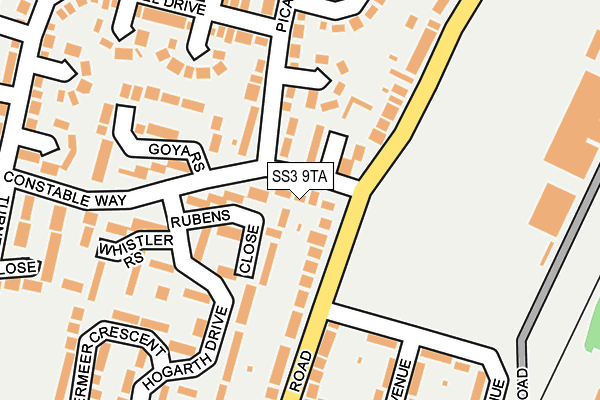 SS3 9TA map - OS OpenMap – Local (Ordnance Survey)