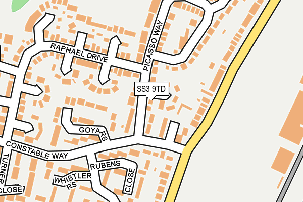 SS3 9TD map - OS OpenMap – Local (Ordnance Survey)