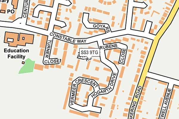 SS3 9TG map - OS OpenMap – Local (Ordnance Survey)