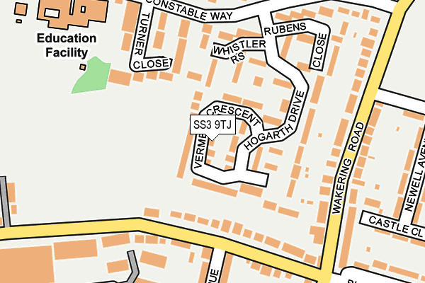 SS3 9TJ map - OS OpenMap – Local (Ordnance Survey)