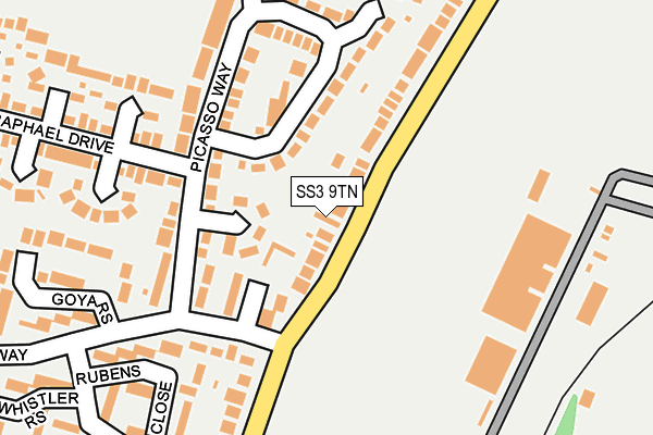 SS3 9TN map - OS OpenMap – Local (Ordnance Survey)