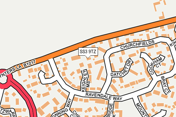 SS3 9TZ map - OS OpenMap – Local (Ordnance Survey)