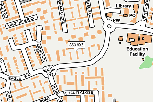 SS3 9XZ map - OS OpenMap – Local (Ordnance Survey)