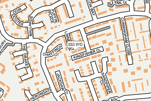 SS3 9YD map - OS OpenMap – Local (Ordnance Survey)