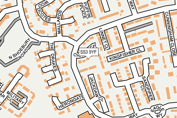 SS3 9YF map - OS OpenMap – Local (Ordnance Survey)