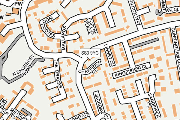 SS3 9YG map - OS OpenMap – Local (Ordnance Survey)