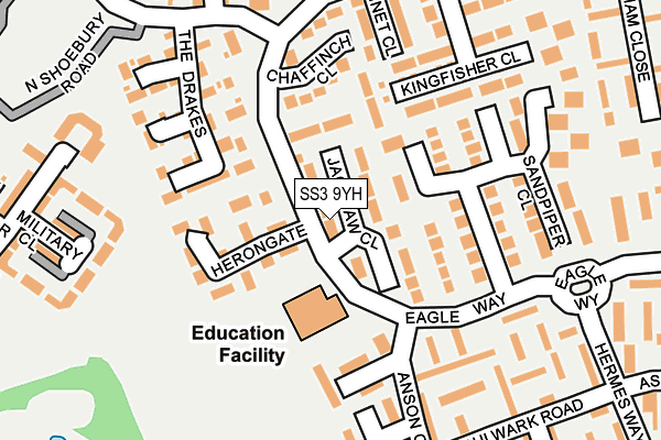 SS3 9YH map - OS OpenMap – Local (Ordnance Survey)