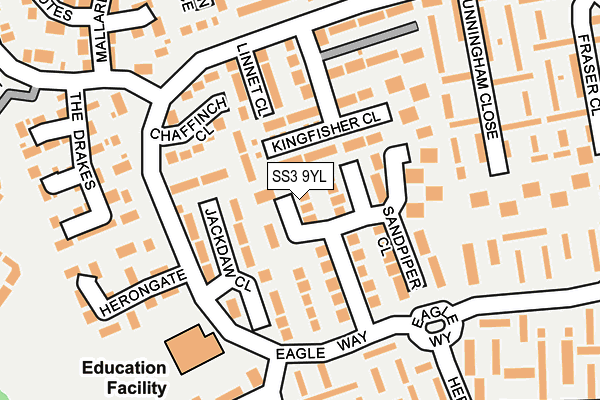 SS3 9YL map - OS OpenMap – Local (Ordnance Survey)