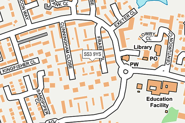 SS3 9YS map - OS OpenMap – Local (Ordnance Survey)
