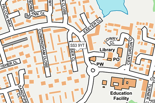SS3 9YT map - OS OpenMap – Local (Ordnance Survey)
