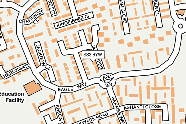 SS3 9YW map - OS OpenMap – Local (Ordnance Survey)