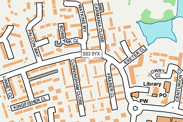 SS3 9YX map - OS OpenMap – Local (Ordnance Survey)