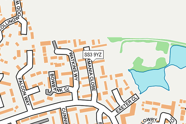 SS3 9YZ map - OS OpenMap – Local (Ordnance Survey)