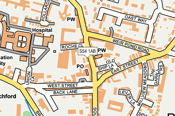SS4 1AB map - OS OpenMap – Local (Ordnance Survey)