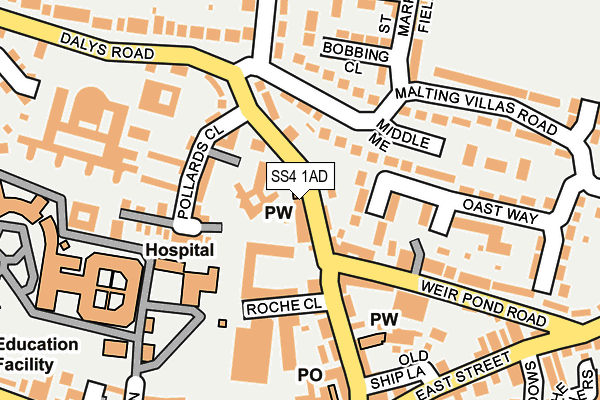 SS4 1AD map - OS OpenMap – Local (Ordnance Survey)