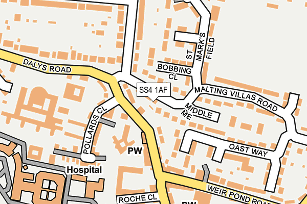 SS4 1AF map - OS OpenMap – Local (Ordnance Survey)