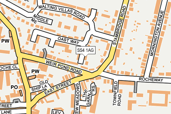 SS4 1AG map - OS OpenMap – Local (Ordnance Survey)