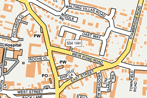 SS4 1AH map - OS OpenMap – Local (Ordnance Survey)