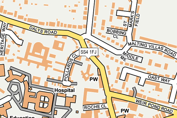 SS4 1FJ map - OS OpenMap – Local (Ordnance Survey)