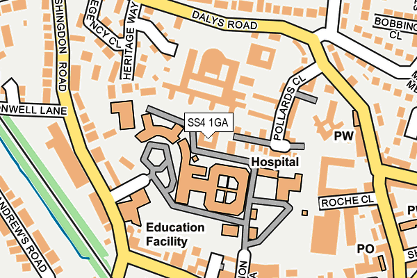 SS4 1GA map - OS OpenMap – Local (Ordnance Survey)