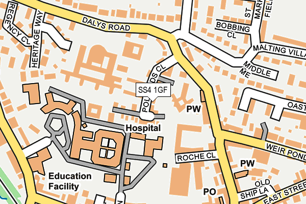 SS4 1GF map - OS OpenMap – Local (Ordnance Survey)