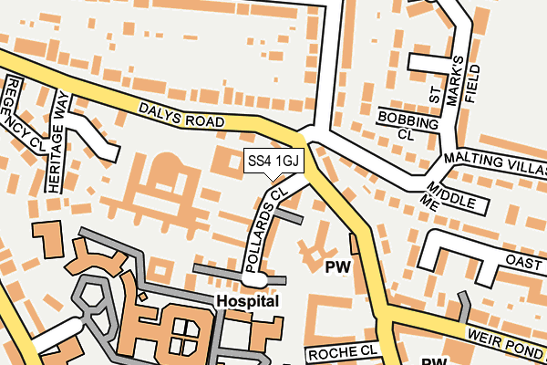 SS4 1GJ map - OS OpenMap – Local (Ordnance Survey)