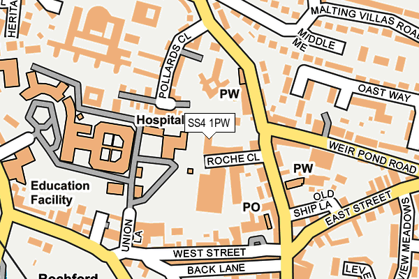 SS4 1PW map - OS OpenMap – Local (Ordnance Survey)