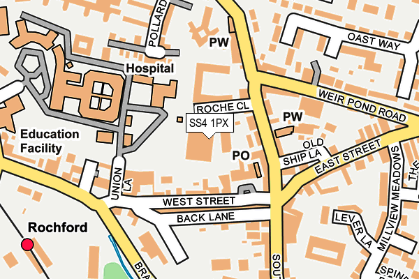 SS4 1PX map - OS OpenMap – Local (Ordnance Survey)