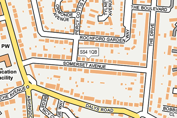 SS4 1QB map - OS OpenMap – Local (Ordnance Survey)